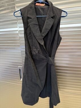 RodeoShow Black Sleeveless Wrap Dress with Knot Detail